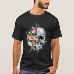 Womens Flower Skull Sugar Roses For Men Women Boys T-Shirt