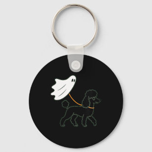 Womens Flying Ghost Walking Black Poodle - Dog Mum Key Ring