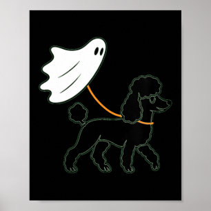 Womens Flying Ghost Walking Black Poodle - Dog Mum Poster