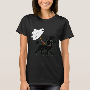 Womens Flying Ghost Walking Black Poodle - Dog Mum T-Shirt