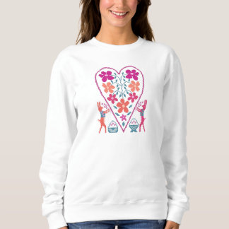 Women's Folky Heart with Rabbits Sweatshirt