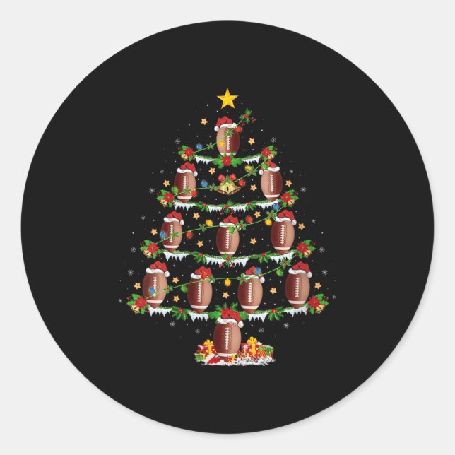 Womens Football Christmas Tree Lights Srts Player  Classic Round Sticker (Front)