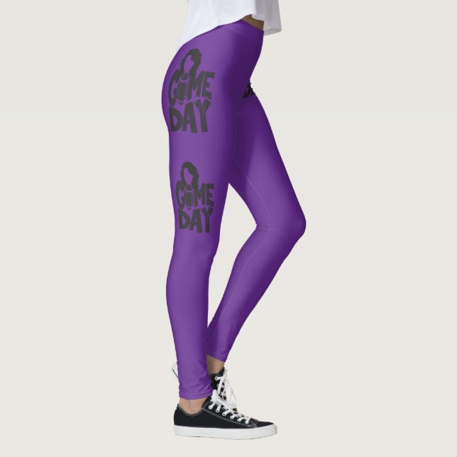 Women's Football Gameday Purple Leggings (Right)