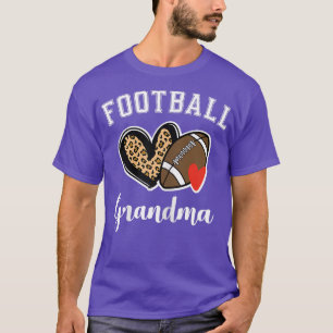 Womens Football Grandma Leopard Heart Grandmother  T-Shirt