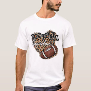Womens Football Grandma Leopard Heart Mother's Day T-Shirt