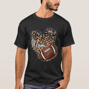 Womens Football Mum Leopard Heart Mother's Day Spo T-Shirt