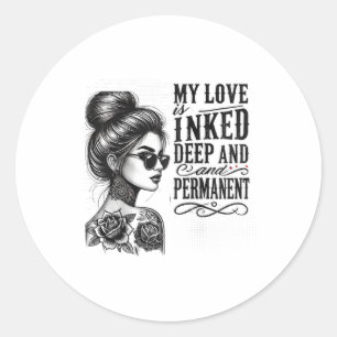 Womens For Anti Valentine’s Day Tattooed Single Wo Classic Round Sticker
