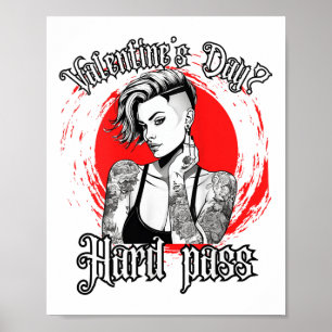 Womens For Anti Valentine’s Day Tattooed Single Wo Poster