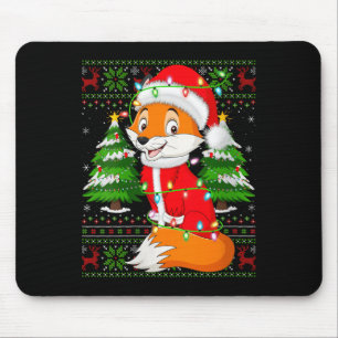 Womens Fox Christmas Lights Santa Costume Ugly Xma Mouse Pad