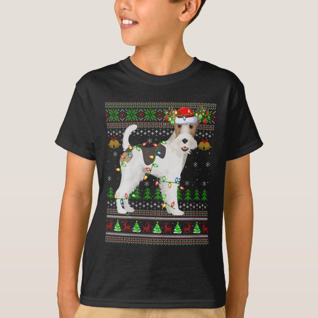 Womens Fox Terrier Dog Ugly Christmas Sweaters Hol (Front)