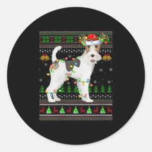 Womens Fox Terrier Dog Ugly Christmas Sweaters Hol Classic Round Sticker