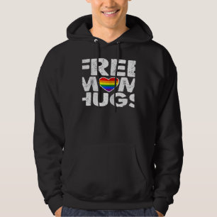 Womens Free Mom Hugs LGBT Rainbow Heart Gay Lesbia Hoodie