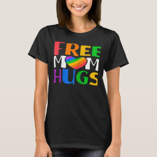 Womens Free Mom Hugs LGBT Rainbow Heart Gay Lesbia T-Shirt