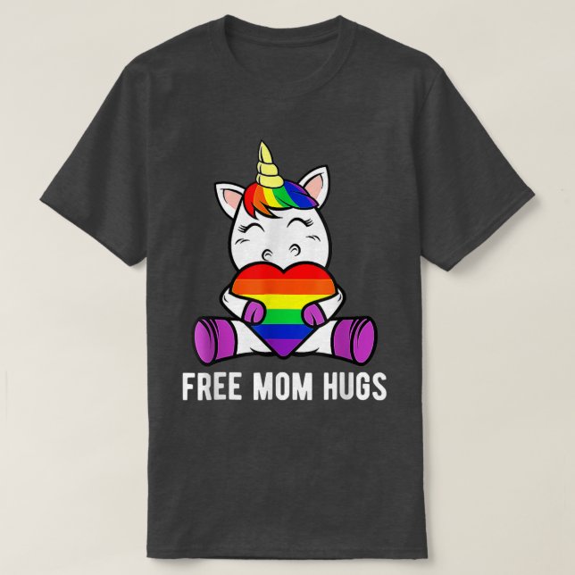 Womens Free Mum Hugs Funny Unicorn Gay LGBT Pride  T-Shirt (Design Front)