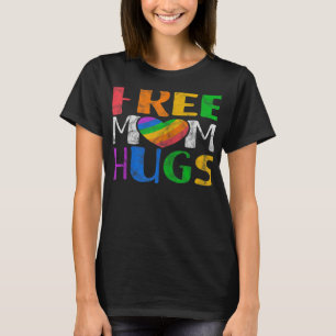 Womens Free Mum Hugs LGBT Rainbow Heart Gay Lesbia T-Shirt