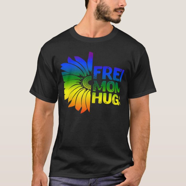 Womens Free Mum Hugs LGBT Sunflower Gay Lesbian Mo T-Shirt (Front)