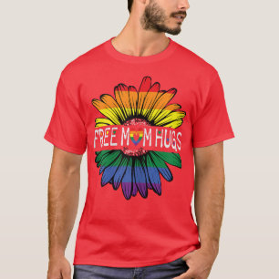 Womens Free mum hugs Pride Rainbow Sunflower T-Shirt