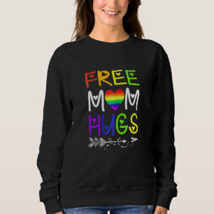 Womens Free Mum Hugs Rainbow Heart Lgbt Pride Mont Sweatshirt