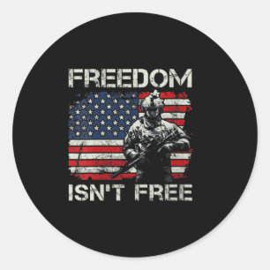 Womens freedom isn't - military soldier veteran classic round sticker