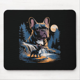 Women's french bulldog howling to the moon meme mouse pad