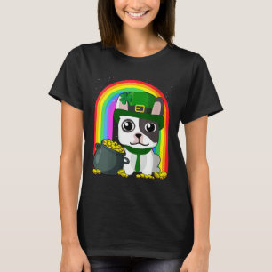Womens French Bulldog Rainbow Irish Clover St Patr T-Shirt