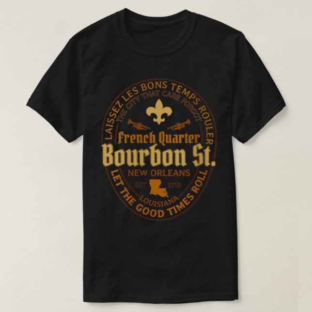 Womens French Quarter Bourbon St New Orleans Souve T-Shirt (Design Front)