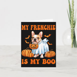 Womens Frenchie Is Boo Funny French Bulldog Ghost Card
