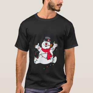 Womens Frosty The Snowman Christmas Lights Portrai T-Shirt