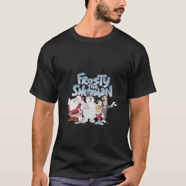 Womens Frosty The Snowman Group Shot Logo V Neck  T-Shirt (Front)