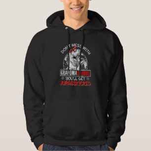 Womens Fun Women Retro Grandmasaurus Dinosaur Rex Hoodie