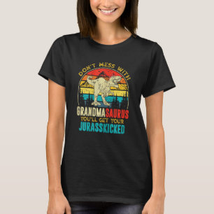 Womens Fun Women Retro Grandmasaurus Dinosaur Rex T-Shirt