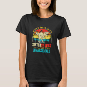 Womens Fun Women Retro Sistersaurus Dinosaur Rex M T-Shirt