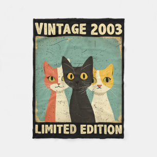 Womens Funny 22 Years Old Gift Vintage 2003 Cat Lo Fleece Blanket