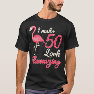 Womens Funny 50 Years Old Women Gift Flamingo 50th T-Shirt