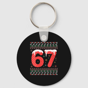 Womens Funny 67 Meme Christmas Pjs Six Seven Gen A Key Ring