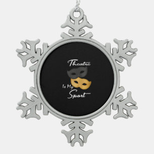 Women's Funny Actor Actress Theatre Masks Gift Snowflake Pewter Christmas Ornament