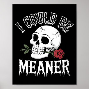Womens Funny Adult Humour Quote Skull With Rose - Poster