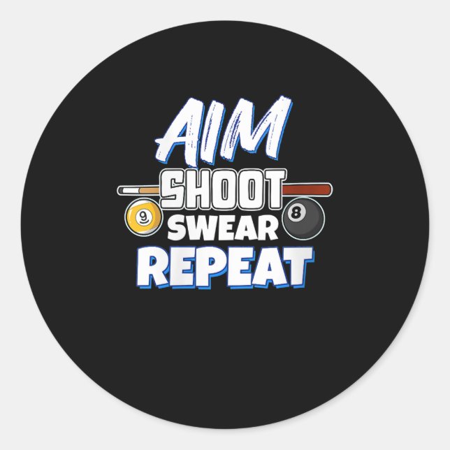 Womens Funny Aim Pool Player Gift Billiard Balls Classic Round Sticker (Front)