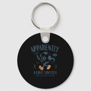 Womens Funny Apparently, I Like Soccer V-neck Key Ring