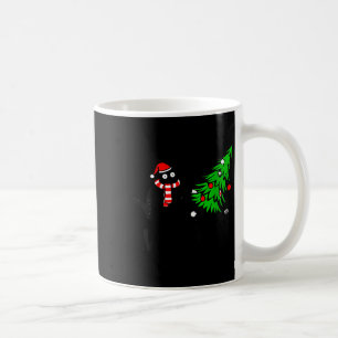 Womens Funny Black Cat Gift Pushing Christmas Tree Coffee Mug