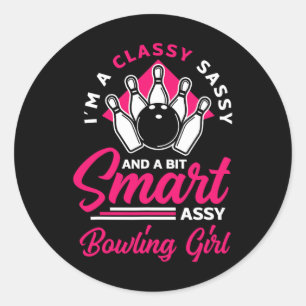 Womens Funny Bowling Lover Bowler Bowlers Bowling  Classic Round Sticker