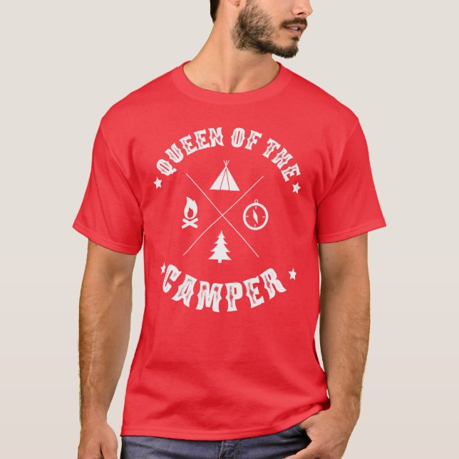 Womens Funny Camping Girls Gift Queen Ofhe Campe f T-Shirt (Front)