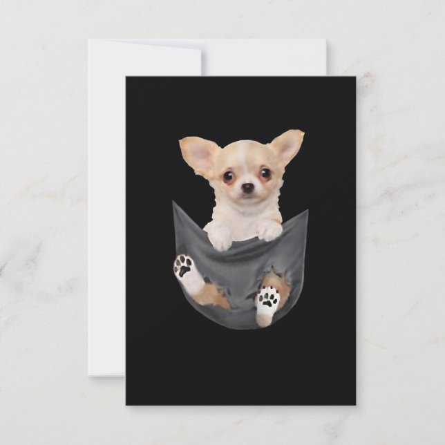 Womens Funny Chihuahua In Your Pocket Dogs Lovers RSVP Card (Front)