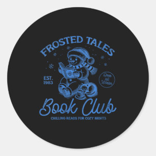 Womens Funny Christmas Snowman Frosted Tales Book  Classic Round Sticker