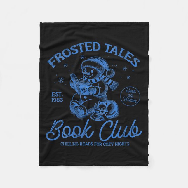 Womens Funny Christmas Snowman Frosted Tales Book  Fleece Blanket (Front)