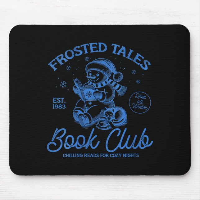 Womens Funny Christmas Snowman Frosted Tales Book  Mouse Pad (Front)