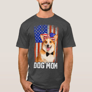 Womens Funny Corgi Dog Mum Usa Flag Mother's Day16 T-Shirt