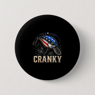 Women's funny cranky usa flag crankbait patriotic 6 cm round badge