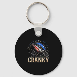 Women's funny cranky usa flag crankbait patriotic key ring