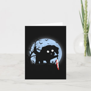 Womens Funny Cute Kawaii Scary Halloween Black Dog Card